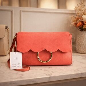 LC LAUREN CONRAD SHOULDER BAG POESIE PINK CORAL CROSSBODY PURSE‎ NWT